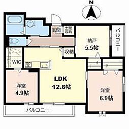 Sincerity南三国ケ丘 2SLDKの間取図画像
