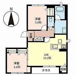 インビエルノ 1階2LDKの間取り