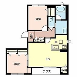インビエルノ 1階2LDKの間取り