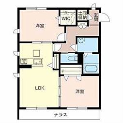 アクアリウス恵美酒 1階2LDKの間取り