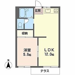 サンハイツ水堂 1LDKの間取図画像