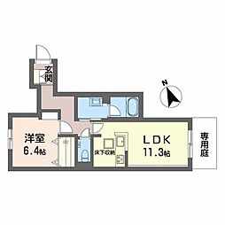 シャーメゾンクレシェンテ甲子園口 1LDKの間取図画像