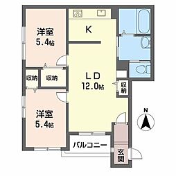 ベレオ甲子園口 2LDKの間取図画像