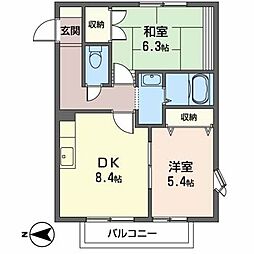 クレセントハイツ 2DKの間取図画像