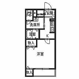 ブリリアント　ガーデン（Ａ棟） 1階1Kの間取り
