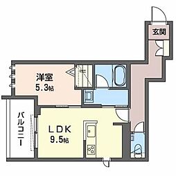 べレオ元町山手 3階1LDKの間取り