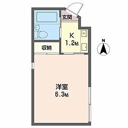 ＫＦ中山手マンション 3階1Kの間取り