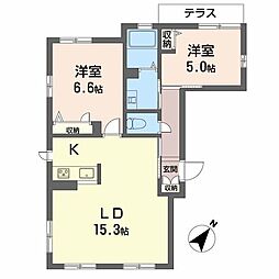 セレッソ・カーサ 2LDKの間取図画像