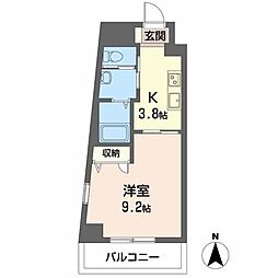 シャーメゾン三宮 1Kの間取図画像