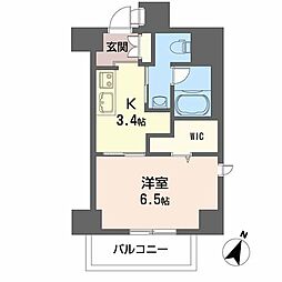 YAMATE435 1Kの間取図画像