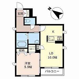 レグルス神戸 1LDKの間取図画像