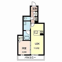 ヴァンベール 1LDKの間取図画像