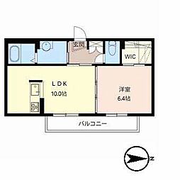 シャーメゾン豊川A棟 1LDKの間取図画像