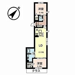 ベルドミール浦堂 2LDKの間取図画像