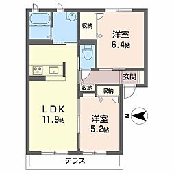 メゾンリヴィエール 2LDKの間取図画像
