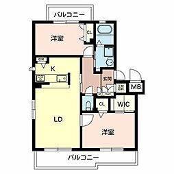 メゾンヴェール上牧 2LDKの間取図画像