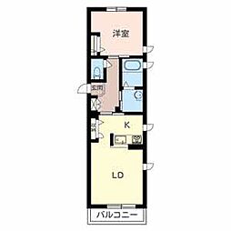 カーサベルデ今市 3階1LDKの間取り