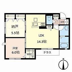 ディアコートゆづる葉 1SLDKの間取図画像