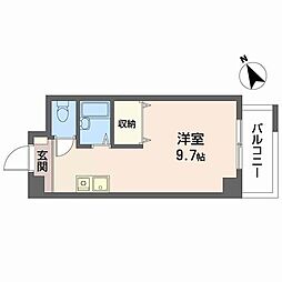 ボナール椥ノ辻 4階ワンルームの間取り