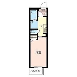 Ａｕｇｕｓｔａ 2階1Kの間取り