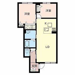 Villaceプラッツ上高砂A 2LDKの間取図画像