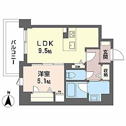シャーメゾン梅北 1LDKの間取図画像