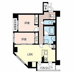 アビイ・ロード南森町 2LDKの間取図画像
