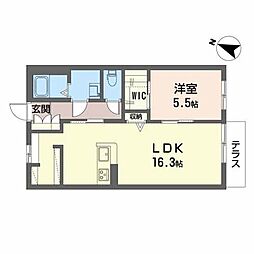ディアス北桜塚 1LDKの間取図画像
