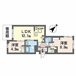 シャーメゾンGrande須磨離宮 2LDKの間取図画像
