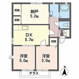 サンとざきA棟 2SDKの間取図画像