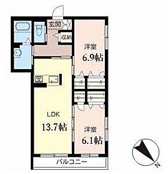 ファイブスターズ 2LDKの間取図画像
