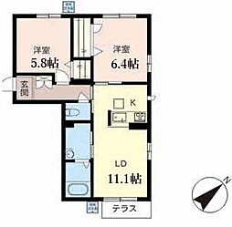 グリナージュ・ソレイユ 2LDKの間取図画像