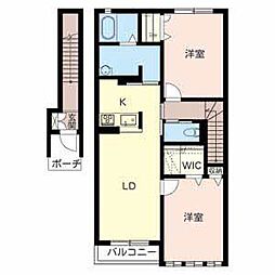 ハイフィールド 2LDKの間取図画像