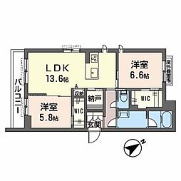 サンローレル 2SLDKの間取図画像