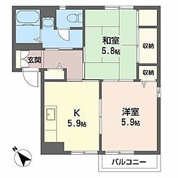 ディアス柴原口A 2Kの間取図画像