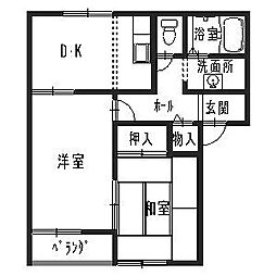 メゾン・ルレーブ 2DKの間取図画像