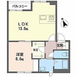 メゾン・ルレーブ 1LDKの間取図画像