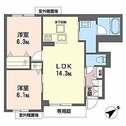 ルーネス比叡 2LDKの間取図画像