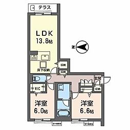 コンフォーザ南館 2LDKの間取図画像