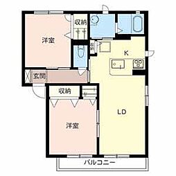 シャトー青地A棟 2LDKの間取図画像