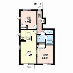 シャーメゾン青地 2LDKの間取図画像