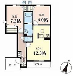 シャーメゾン西矢倉 2LDKの間取図画像