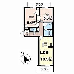 シャーメゾン長吉 2LDKの間取図画像