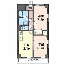 21北堀江（トニーワンキタホリエ） 4階2DKの間取り