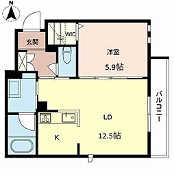 シャーメゾン難波南 1LDKの間取図画像