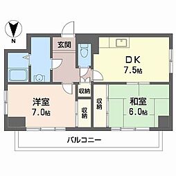 メゾン阿波座 2DKの間取図画像