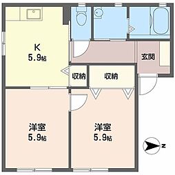 コモンプレイス 2Kの間取図画像