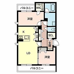 レーベンフロイデ三国ヶ丘 2階2LDKの間取り