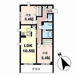 シャーメゾン里丘 2LDKの間取図画像