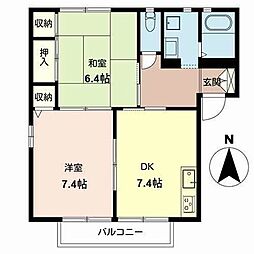 グランシード白水苑 2DKの間取図画像